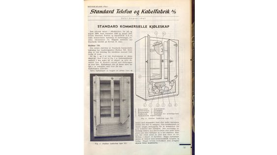 I nr. 6/1941 som kom ut i desember presenterte Standard Telefon og Kabelfabrik sine kommersielle kjøleskap.
