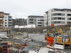 DET BYGGES: Her ser du fra utbyggingen av Kantor Terrasse på Kolbotn.