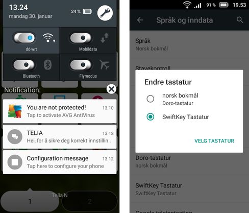 Litt malurt er det i Doro 8030-begeret. Hvorfor har de inkludert maseprogramvare fra AVG? Det er slett ikke sikkert brukeren vet hvor alvorlig dette varselet bør tas. Og med et stort og godt Doro-tastatur inkludert, hvorfor er standardtastaturet fra Swiftkey, med kjempesmå taster?