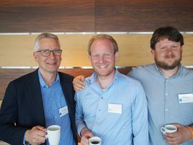 Elkjøp Nordic AS stilte mannsterkt opp. Fra venstre Lorentz Jacobsen, André Haug Omdahl og Johan Jaksland.