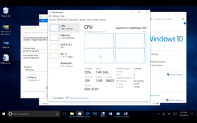 Her kjører Windows 10 på en Snapdragon 820-basert enhet. Skjermbildet er hentet fra en demonstrasjon i desember i fjor.