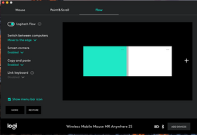 Slik ser Flow-programvaren til Logitech ut.