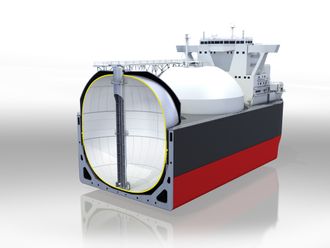 Kawasaki Heavy Industries har «strukket» kuletanken for å øke volumet med 15 prosent. Verftsgruppen vil bygge LNG-skip på 185.000 kubikkmeters kapasitet.
