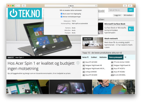 Safari i MacOS High Sierra vil blant annet støtte sporingsblokkering og stanse videoer med lyd fra å autoavspilles. Disse valgene kan settes per nettsted eller globalt.