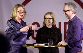 Marie Simonsen - her under en samtale med Sarah Sørheim og Bård Vegar Solhjell.