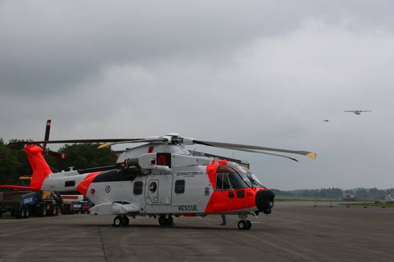 Det nye norske redningshelikopteret AW101 fra Leonardo-Finmeccanica-fabrikken i Storbrittania.