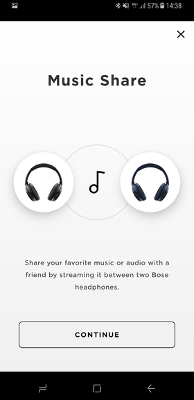 Boses Music Share-funksjon lar deg dele lyden mellom to trådløse Bose-hodetelefoner.