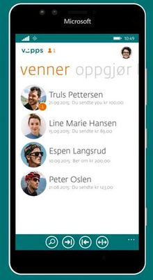 Vipps for Windows 10 Mobile.