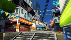 Skjermbilde fra hva som skulle bli et brett i Mega Man Legends 3.