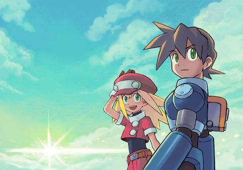Konsepttegning fra Mega Man Legends 3 som viser spillets to hovedfigurer.