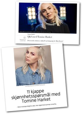 Fra KK og Nettavisens omtale av Max Factor-kampanjen.