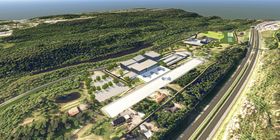 SETT FRA SØRØST: Helikopterplassen plasseres på en høytliggende del på tomten, parallelt med E6. I det fallende terrenget ned mot Snipetjern planlegges hangarer og hovedbygg.