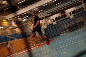 TREFFER MÅL: Den tidligere Kolbotn IL-gutten gjør suksess. Her på Follo HKs hjemmebane Stil Arena i Langhus.