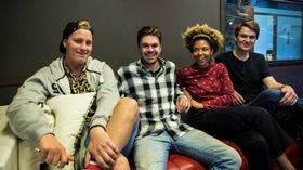 Sommervikarer: Daniel Horgen (25), Kristian Hope (28), Aliese Isungset Agbota (22) og Marius Holth (22) har inntatt P3 og mP3 på Tyholt.