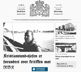 Slik så Adressa.no ut på avisens 250-årsjubileum i sommer.
