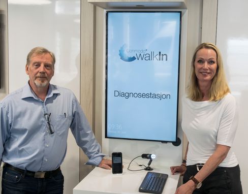 Konsept- og utviklingssjef Kåre Ronny Sletten og daglig leder Camilla Hall-Henriksen i Conmodo WalkIn åpner butikkene sine for lynservice av iPhoner på torsdag denne uken.