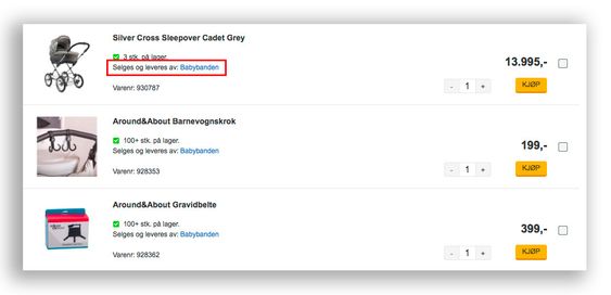 Babybanden er blant butikkene som allerede selger sine produkter gjennom Komplett Marketplace.