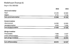Detaljer fra regnskapet iTromsø.