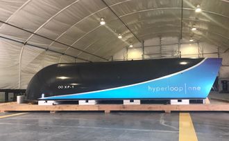 Testkapselen XP-1 skal testes i Hyperloop Ones anlegg i Nevada.