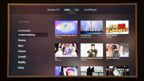 De ulike operatørenes apper er nå langt på vei å foretrekke brukervennlighetsmessig fremfor dekoderne deres. Her RiksTV-arkivet i Apple TV-appen.