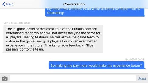 Da spillerne begynte å undersøke hvorfor de fikk ulike priser på innhold i spillet svarte Zynga at prisene ble oppgitt tilfeldig for hver spiller som del av en test.