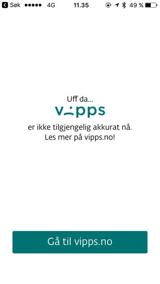 Vipps gikk ned igjen for telling i 11-tiden onsdag morgen. Like før klokken 12 var appen oppe igjen.