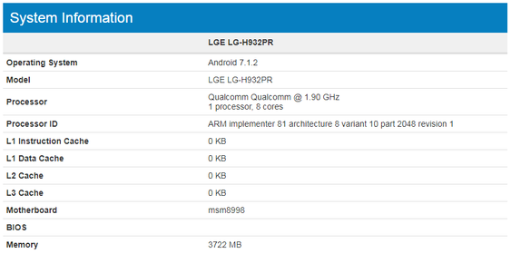 Mobilen dukket opp hos GeekBench nylig.