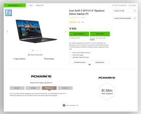 Slik ser Elkjøps nye produktsider for PC-er ut, med testene fra Futuremark rett under sammendraget.