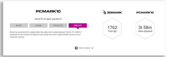 Gaming-PC-er og andre maskiner som havner i Create-kategorien får også en grafikktest påklistret. Denne sier foreløpig ikke så mye om du ikke har noen kontekst.