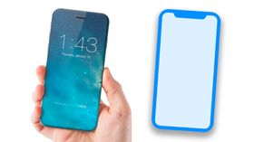 Til venstre en tegning av hvordan en ny iPhone kan se ut, gjort av ConseptsiPhone, til høyre et nytt iPhone-ikon hentet ut av HomePod-koden.