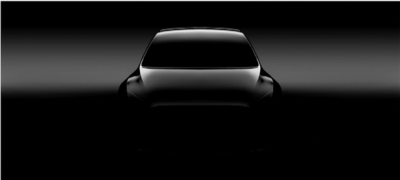 Det eneste vi har sett av Tesla Model Y så langt er dette bildet fra produsenten selv.
