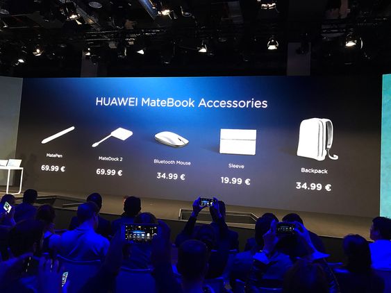 Tilbehøret til de nye MateBook-modellene..