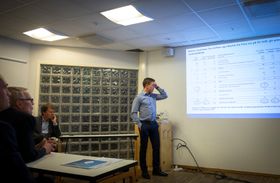 CFO Per Olav Monseth i Polaris Media går gjennom resulatet for andre kvartal 2017 fra Felix Konferansesenter i Oslo sentrum 25. august..