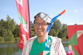 KREATIV POLITIKER: Det er Håkon Arald Gulbrandsen som er drivkraften bak det kreative opptrinnet på brygga som var onsdag 23. august.