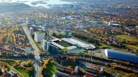 LITT AV ET BYGG: Slik ser den nye Vålerenga stadion ut, sett fra fugleperspektiv..