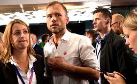 SVs partileder Audun Lysbakken etter NRKs partilederdebatt i Bergen.