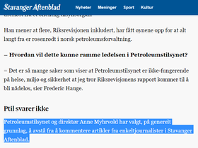 Fra Stavanger Aftenblads artikkel «Påstand om ukultur i Petroleumstilsynet granskes av Riksrevisjonen» 11/9-2017