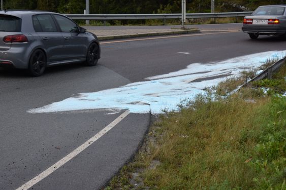 ISOPOR? Restene ligger ned i grøftekanten, i en plastpose som er revet opp.