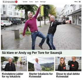 Slik ser den nye nettavisen Kvinesdal24 ut.