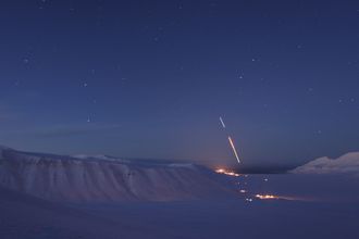 Bildet viser en tidligere NASA Black Brant XII-oppskytning fra Andøya Space Center.