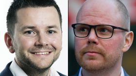 Nåværende og tidligere BT-sjefer; Øyulf Hjertenes og Gard Steiro.