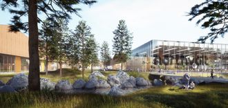 Denne skissen viser hvordan Northvolt ser for seg sin fabrikk.