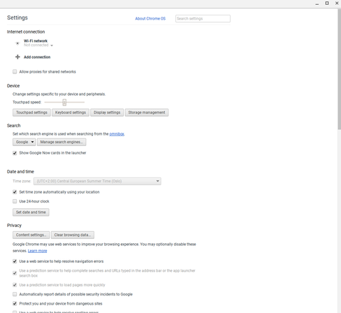 Det er begrenset hva du kan justere av innstillinger i Chrome, som føles ganske klaustrofobisk. Interaksjonsdesignen er vi heller ikke videre begeistret for.