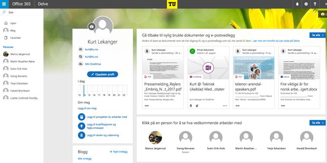 Microsoft Delve (kodenavn «Oslo») er basert på søketeknologi utviklet hos Microsoft Development Center Norway.