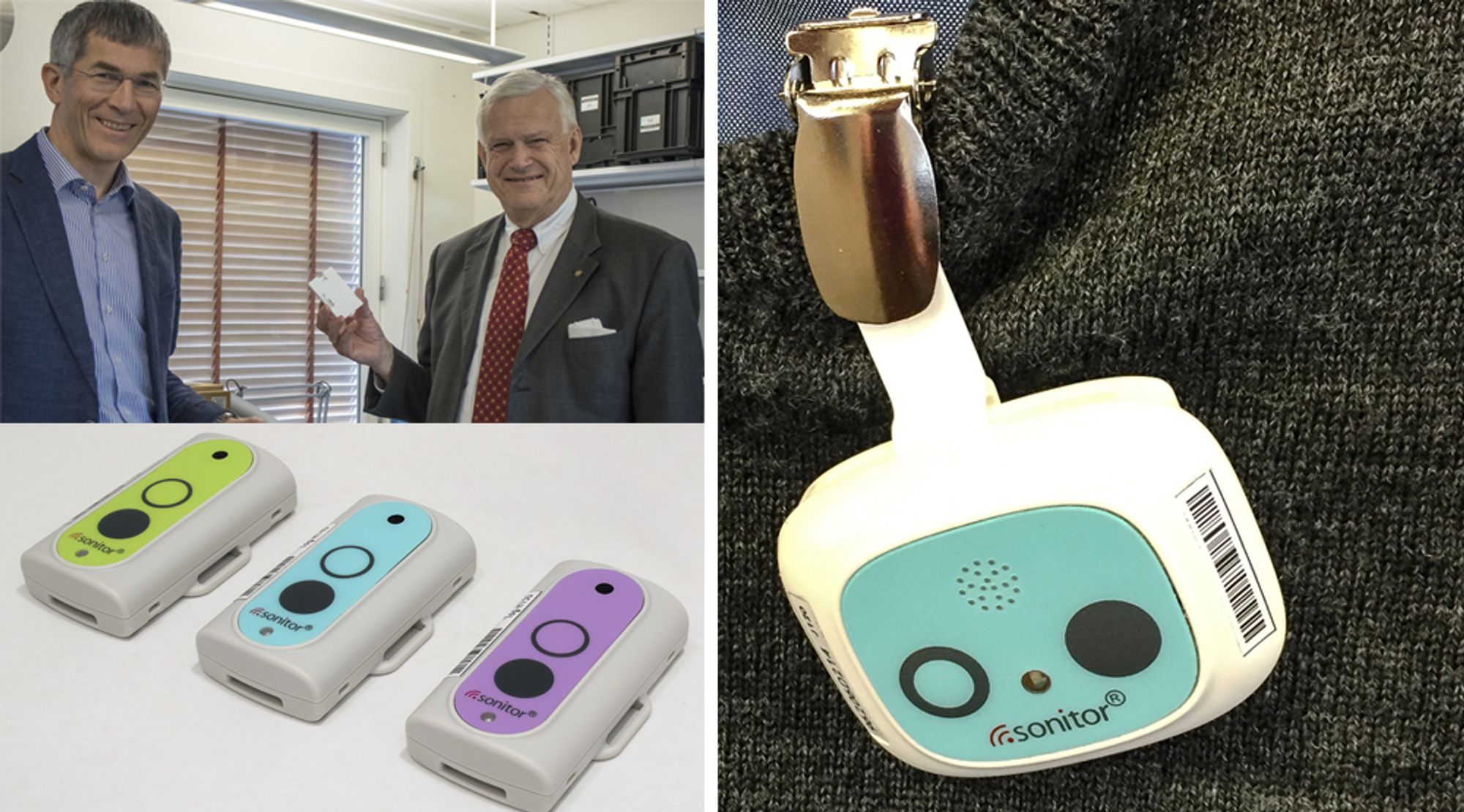 Øverst til venstre: Adm. dir. i Sonitor Arne Øyen og arbeidende styreformann Carl Christian Gilhuus-Moe, er svært fornøyd med utfallet av den amerikanske rettsstriden. Nå åpner markedet seg for norsk ultralydteknologi.