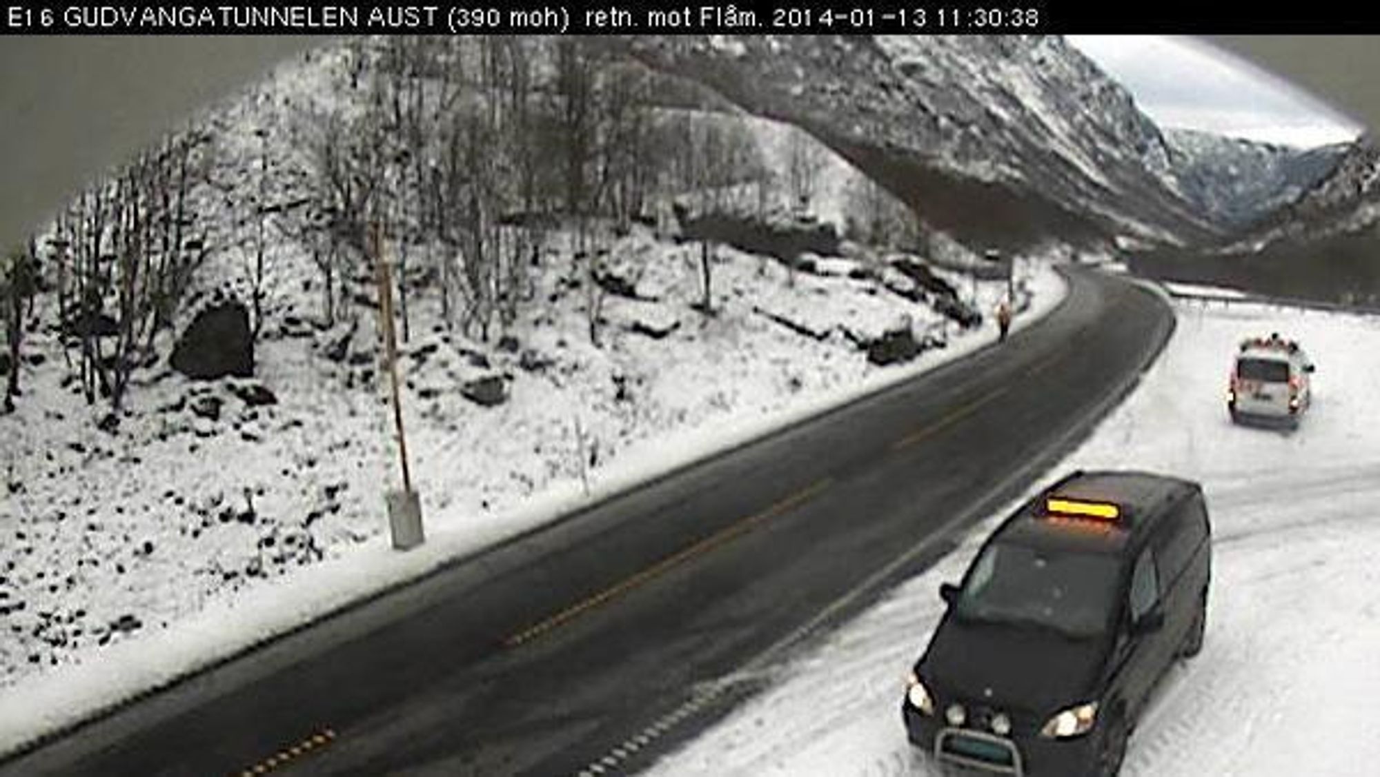 Kamera ved E16 Gudvangatunnelen øst. Retning på kameraet er mot Flåm.