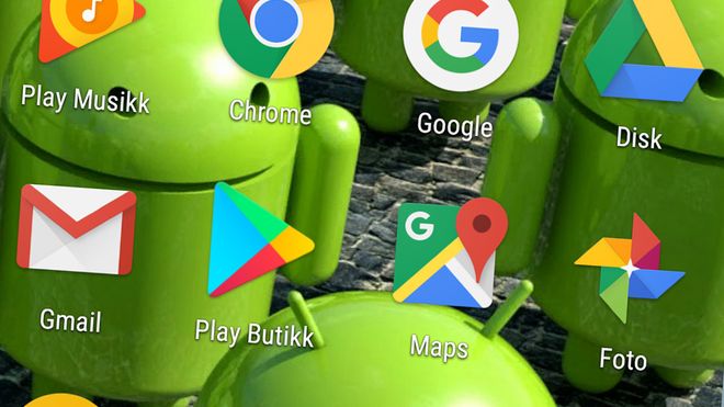 Google-apper på en norsk Android-mobil.