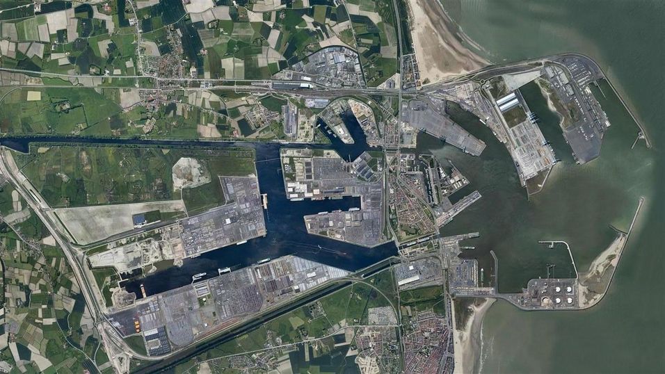 Oversiktsfoto av Zeebrugge havn i Belgia. Foto: Port of Zeebrugge