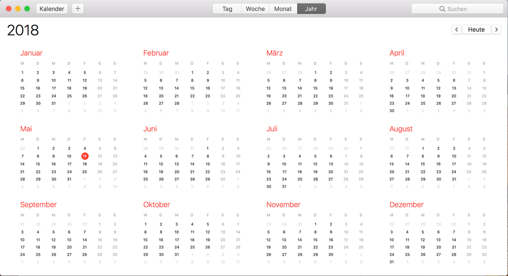 Apple sin kalendertjeneste Ical. I dette tilfellet på tysk.