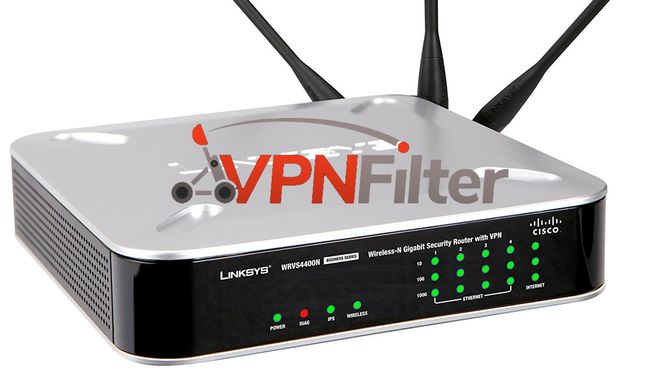 Ruteren Linksys WRVS4400N er blant nettverksutstyret som er berørt av VPNFilter-skadevaren.